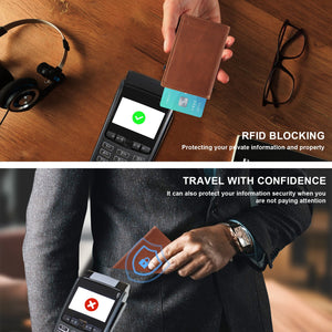 TOYFID Aluminum Alloy Wallet With Genuine Leather Cover Men's Billfolds